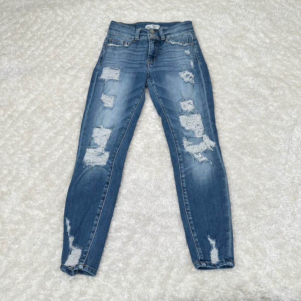BKE Women's 24 Parker High Rise Ankle Skinny Jeans Denim Stretch Distressed
